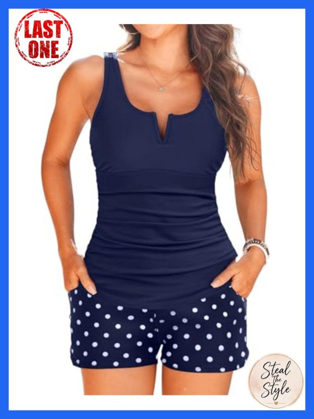 Tummy Control Tankini Set High Waist Boyshorts with Pockets